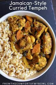 Jamaican Style Curried Tempeh Jamaican Recipes Recipes Vegan Dinner Recipes