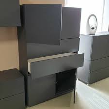 Mit 3x schubladen und einem offenen fach ausführung: Mehrzweck Kommoden Highboard Bright Graphit Schubkasten Turen Push To Open Eur 292 95 Picclick De