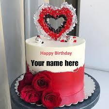 Romantic Birthday Cake Heart Shape For Husband Romantic Double Layer Heart Birthday Cake With Name Heart Birthday Cake Cake Name Birthday Cake For Husband