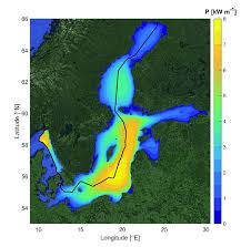 Map Of The Estimated Annual Mean Wave Power P For The Baltic