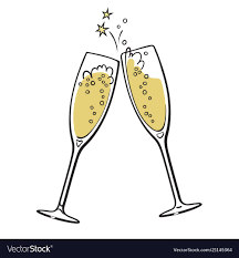 Two Sparkling Glasses Of Champagne Merry Christmas And Happy New Year Design Element Retro Style Vector Il Champagne Playing Cards Design Canvas Art Projects