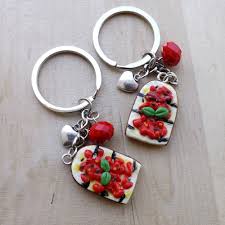 Toasted Bread With Tomato And Basil Keychain Keychain Basil Bruschetta