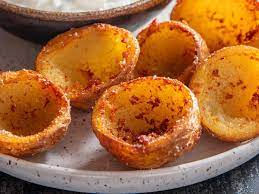 Crispy Deep Fried Potato Skin Cups Recipe Recipe Deep Fried Potatoes Potato Skin Deep Fried