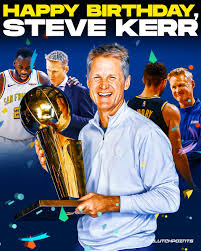 5-time NBA champ as a player, 4-time as a coach. Warriors nation, join us  in greeting coach Steve Kerr a happy 59th birthday! 🥳