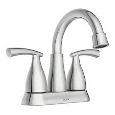 Shop bathroom sink faucets at the home depot. Moen Essie 2 Handle 4 Inch Centerset Bathroom Faucet In Chrome The Home Depot Canada