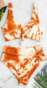 Tie Dye Knotted Tummy Control Tankini Swimsuit Strapless Bathing Suits Swimsuits Girls Bathing Suits