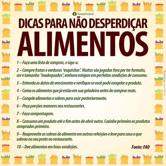 Senado - Todos os anos, são desperdiçadas 1,3 bilhão de toneladas de  alimentos. O desperdício acontece ao longo de toda a cadeia que vai da  produção ao consumo, passando pelo transporte, pelo