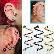 1 3pc Steel Barbell 16g Helix Piercing Spiral Curl Piercing 3mm Balls 5 16 3 8 Ebay In 2021 Helix Piercing Piercing Helix