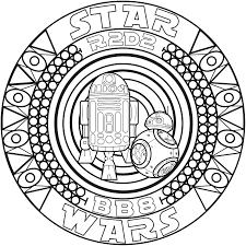 3 free printable valentines adult coloring pages inspired by star. Mandala Bb8 R2d2 Mandalas Adult Coloring Pages Coloring Home