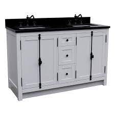Get 5% in rewards with club o! Bellaterra 400100 55 Ga Bg Plantation 55 Inch Double Vanity In Glacier Ash With Black Granite