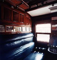 Vintage train balcony saloon compartment