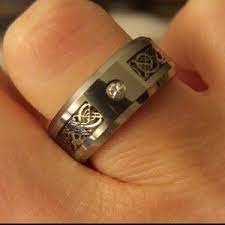 Celtic Dragon Ring Celtic Diamond Ring Mens Tungsten Ring Mens Diamond Band Tungsten Ring Mens Wedding Bands Custom Engraved Band Tungsten Wedding Bands Tungsten Mens Rings Wedding Ring Diamond Band