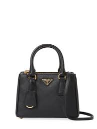 Prada Galleria Double Zip Mini Saffiano Leather Tote In Black Lyst