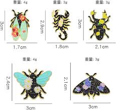 Amazon.com: ulricar 5pcs Floral Insects Enamel Pins Cartoon Insects  Brooches Nature Moth Cicada Scorpion Brooch Bag Lapel Button Badge Funny  Jewelry Gift for Kids Friends: Clothing, Shoes & Jewelry