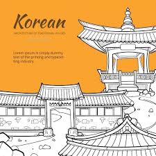 Background With Korean Architecture Of Traditional Traditional House Architecture Diy Embroidery Patterns