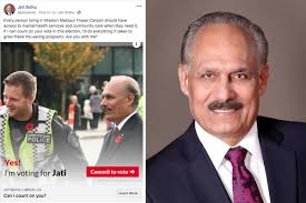 Abbotsford police chief speaking to Liberal candidate after second ad  appears featuring photo of officer