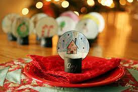Get my free holiday place card designs (design #165) from my free resource library (get the password to the library in the form at the bottom of this post). Winter Snow Globe Place Cards Make And Takes