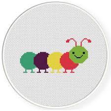 Colorful Caterpillar Cross Stitch Pattern