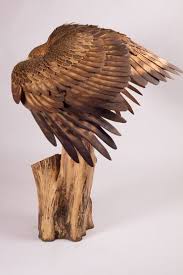 Golden Eagle Sculpture Sculpture Paper Art Sculpture Wood Carving Art