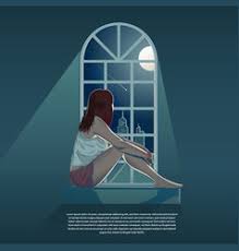 Moon with sad fluffy clouds and stars vector. Cartoon Moon Sad Vector Images Over 250