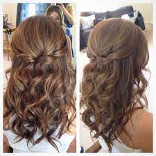 Half Up Half Down Hair Wedding Hair Pretty Hair But With Softer Curls Curled Prom Hair Medium Hair Styles Hair Styles
