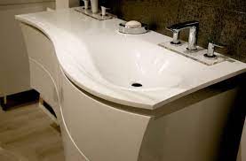 The sleek lines of a modern vanity sink draw the eye, a contemporary vessel sink can change the mood of the room, and a modern pedestal sink can easily become a bathroom focal point. White High Gloss Modern Vanity And Sink