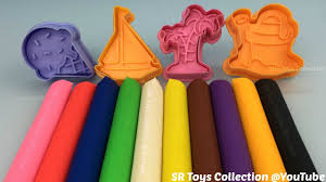 Learn Colours With Play Dough Modelling Clay With Beach Theme Molds Playdough Learning Colors Beach Themes