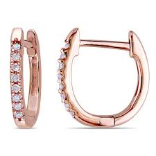 14k rose gold filled huggie sleeper hoop earrings. 1 10 Ct T W Diamond Huggie Hoop Earrings In 10k Rose Gold Zales