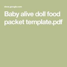 Baby Alive Doll Food Packet Template Pdf