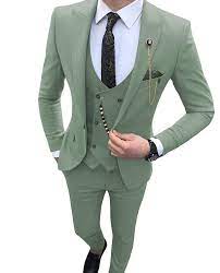 Men S 3 Pieces Suit Elegant One Button Slim Fit Business Wedding Party Blazer Vest Pants Set Slim Fit Suit Men Blazer Outfits Men Dress Suits For Men