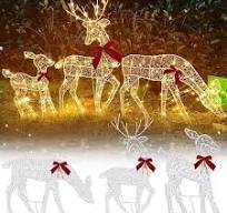 Pre-Lit Light Up Christmas Yard Decoration, 60 Lights 2D Christmas Deer  Outdoor Decoration, Outdoor Lighted Holiday Deer Family Christmas Yard ...