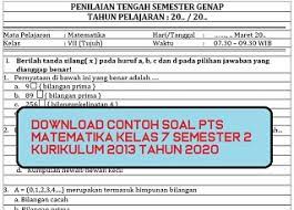 Pin on dokumen dan aplikasi xlsx pendidikan. Download Contoh Soal Pts Matematika Kelas 7 Semester 2 Kurikulum 2013 Tahun 2020 Beritapppk Com