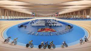 The straights transition to the circular turn through a moderate easement curve. Mondorf Les Bains Velodrome And Sports Complex