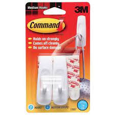 Two 3m Command Hooks With 4x Adhesive Strips Command Hooks Adhesive Wall Hooks Wholesale Office Supplies