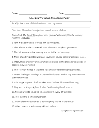 Regular Adjectives Worksheets Underlining Adjective Worksheet Adjective Worksheet Adjectives Describing Words