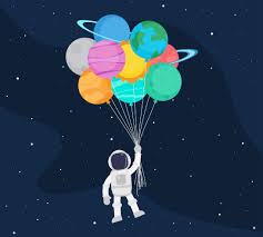 Astronaut Cartoon Floating With Balloon Planets In Space In 2021 Space Drawings Astronaut Cartoon Astronaut Illustration