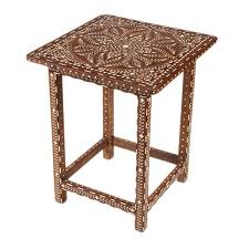 Indian Antique Bone Inlaid Side Table Moroccan Table Side Table Indian Side Table