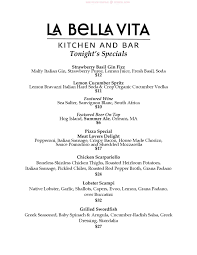 Online Menu Of La Bella Vita Kitchen Bar Restaurant Orleans Massachusetts 02653 Zmenu