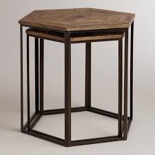 Tables Iliana Nesting Tables Set Of 2 World Market Hexagonal Nesting Tables Parquet Top Nesti Nesting Tables Wood Nesting Tables Family Room Decorating