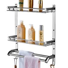 W metal bathroom wall shelf in oil rubbed bronze. Solid Stainless Steel Bathroom Shelves 3 Layer Wall Mount
