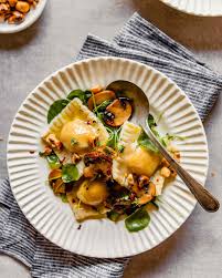 Vegan Sweet Potato Ravioli With Mushrooms Hazelnuts Zestful Kitchen