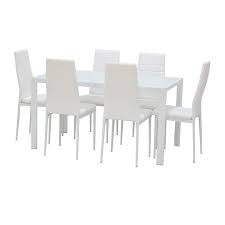 Rosenzweig 7 Piece Dining Set Glass Dining Table Set Modern Glass Dining Table Dining Table Setting
