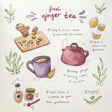Pin By Monica Bravo On I M Grateful Ginger Tea Recipe Drawing Tea Illustration