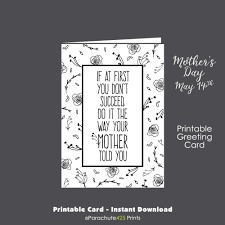 Diy Last Minute Birthday Card For Mother Funny Mom Card Printable Mom Card Funny Mothers Day Mothers Day Card Mother Birthday Card Last Minute Card College Student Card Diy By Parachu Gave Ideer