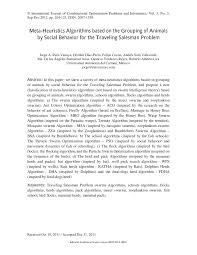 Pdf Meta Heuristics Algorithms Based On The Grouping Of Animals By Social Behavior For The Traveling Salesman Problem