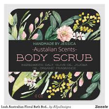 Lush Australian Floral Bath Body Scrub Butter Soap Square Sticker Zazzle Com In 2020 Floral Bath Organic Fragrance Bath And Body