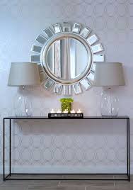 Silver Sunburst Mirror Contemporary Entrance Foyer A S D Interiors Entryway Decor Console Table Decorating Interior