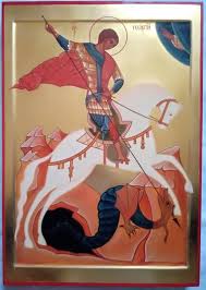 St george and the dragon. Icon St George Killing The Dragon Painting By Oleg Savelyev Saatchi Art