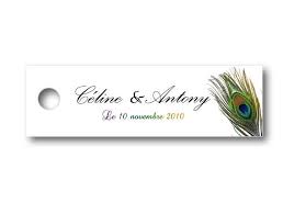 Choisir lot de 6 étiquettes non autocollantes : Etiquette Dragees Mariage Personnalisable Paon Etiquette Emotion Fr