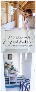 She Shed Diy Shiplap Walls Finding Silver Pennies Shiplap Wall Diy Shed Makeover Diy Shiplap